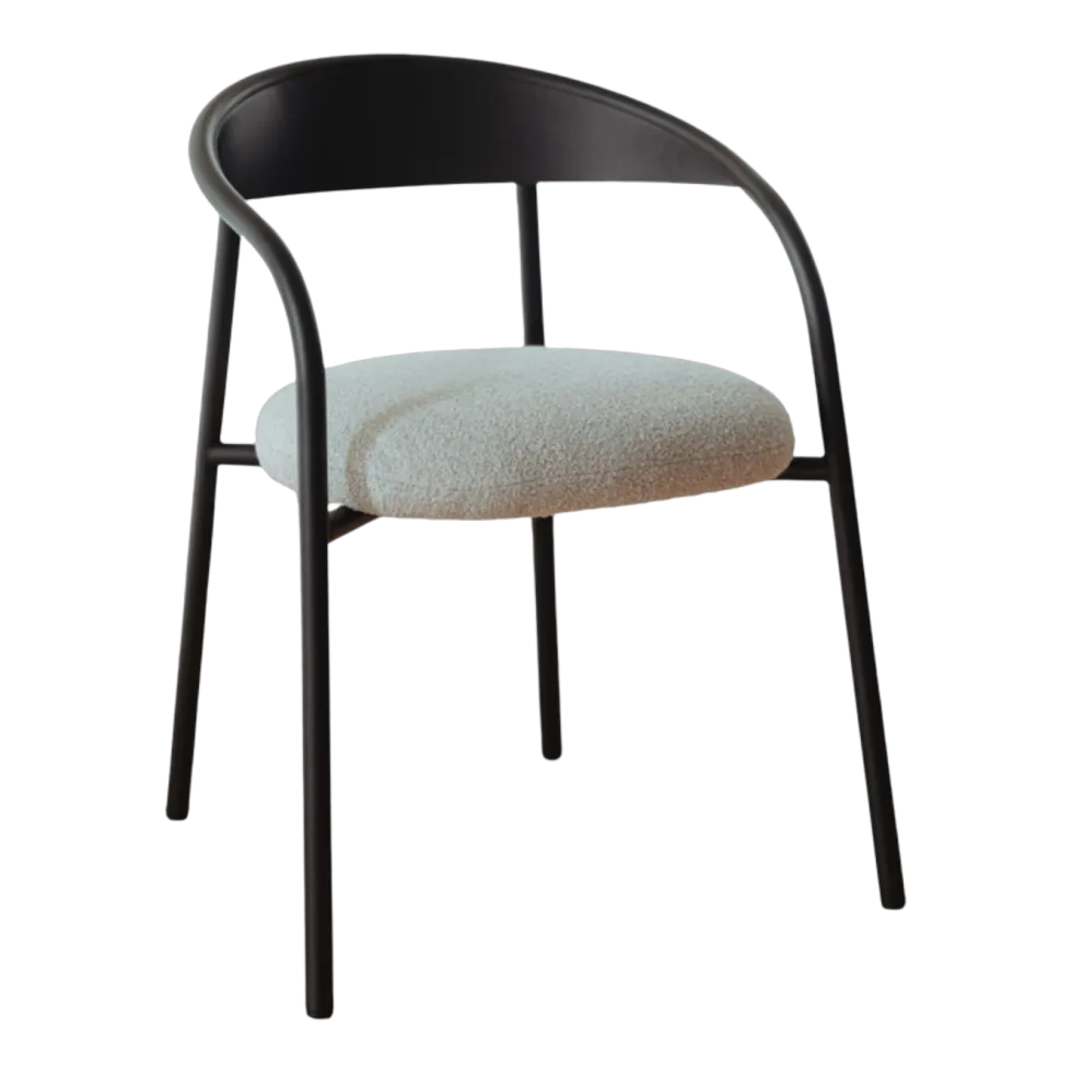 Chaise en acier noir et tissu greige 74x60x54cm Linelle - Metallbude