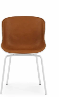Chaise en acier peint et pp blanc avec cuir naturel Hyg - Normann Copenhagen
