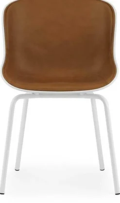Chaise en acier peint et pp blanc avec cuir naturel Hyg - Normann Copenhagen