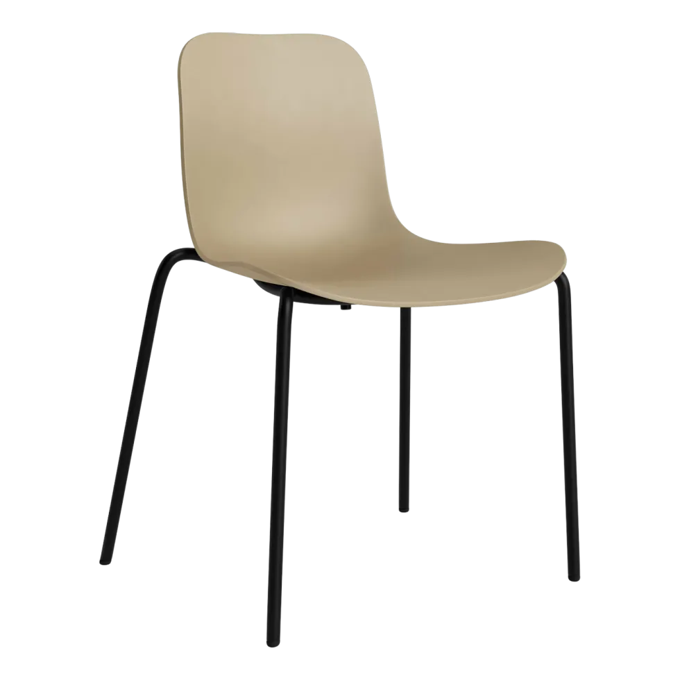 Chaise en aluminium noire et coque en polypropylène écrue Langue - NORR11