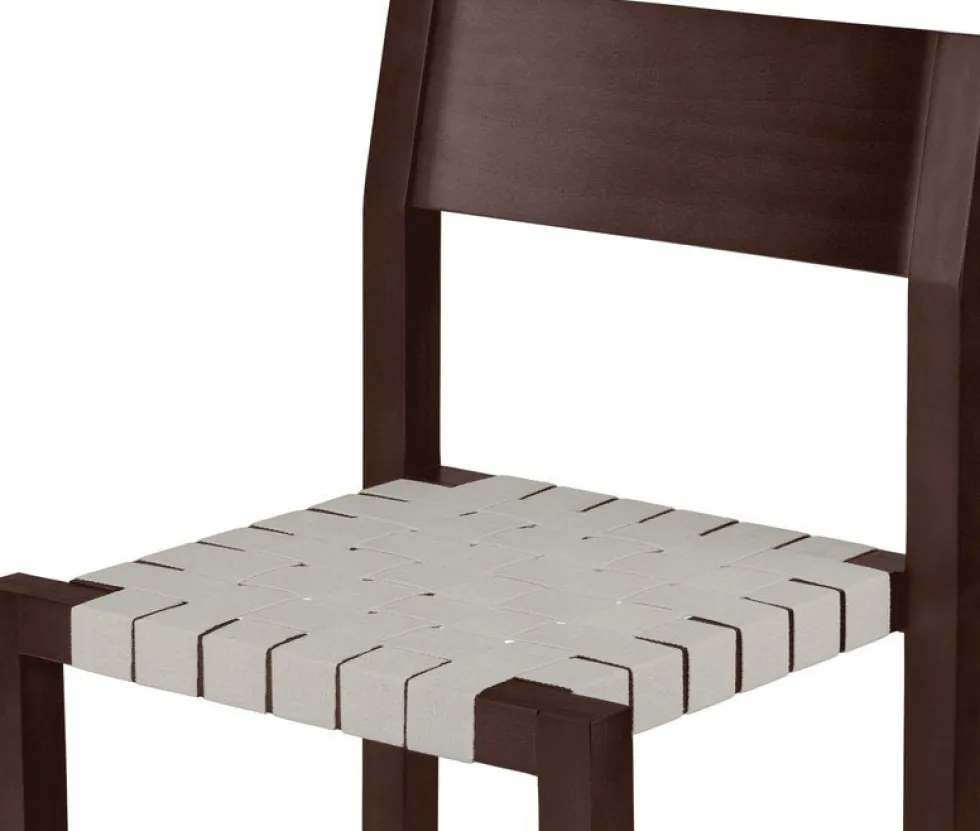 Chaise en bois de hêtre massif brun cacao et sangles naturelles en coton Toli - noo.ma
