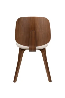 Chaise en bois d’hévéa marron et siège en tissu beige Oakley - The Cool Republic
