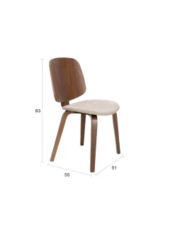 Chaise en bois d’hévéa marron et siège en tissu beige Oakley - The Cool Republic