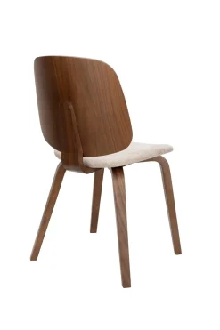 Chaise en bois d’hévéa marron et siège en tissu beige Oakley - The Cool Republic