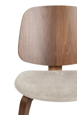Chaise en bois d’hévéa marron et siège en tissu beige Oakley - The Cool Republic