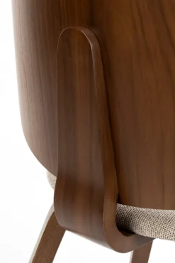 Chaise en bois d’hévéa marron et siège en tissu beige Oakley - The Cool Republic