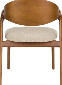 Chaise en bois et tissu beige Babington - Dutchbone
