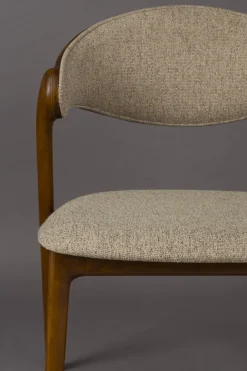 Chaise en bois et tissu beige Babington - Dutchbone