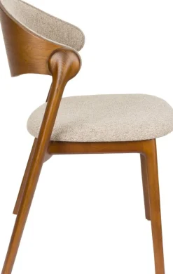 Chaise en bois et tissu beige Babington - Dutchbone