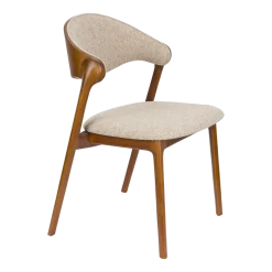 Chaise en bois et tissu beige Babington - Dutchbone