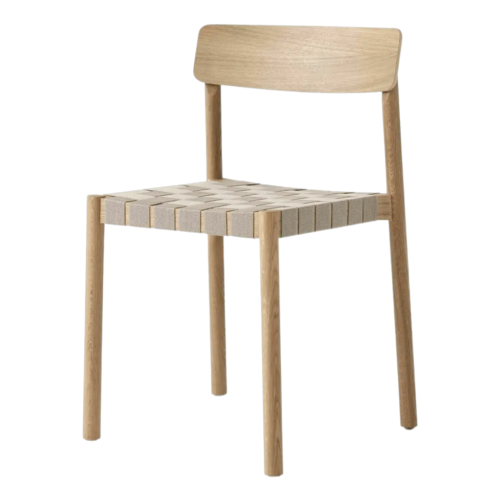 Chaise en bois naturel et sangles en lin naturel Betty TK1 - &tradition