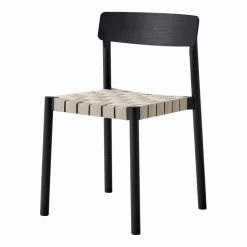 Chaise en bois noir et sangles en lin naturel Betty - &tradition