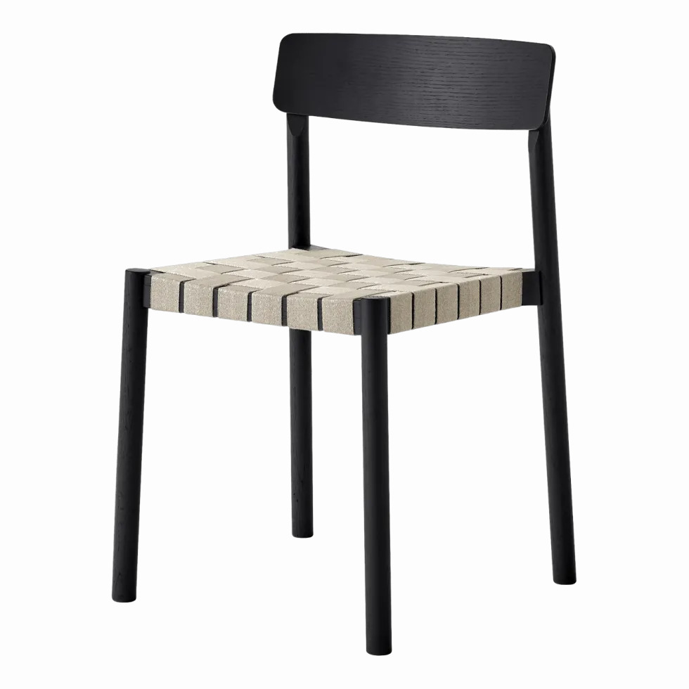 Chaise en bois noir et sangles en lin naturel Betty - &tradition