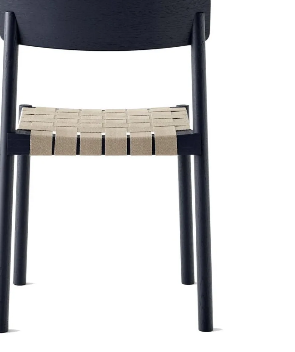 Chaise en bois noir et sangles en lin naturel Betty - &tradition