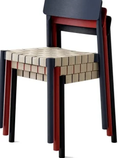 Chaise en bois noir et sangles en lin naturel Betty - &tradition