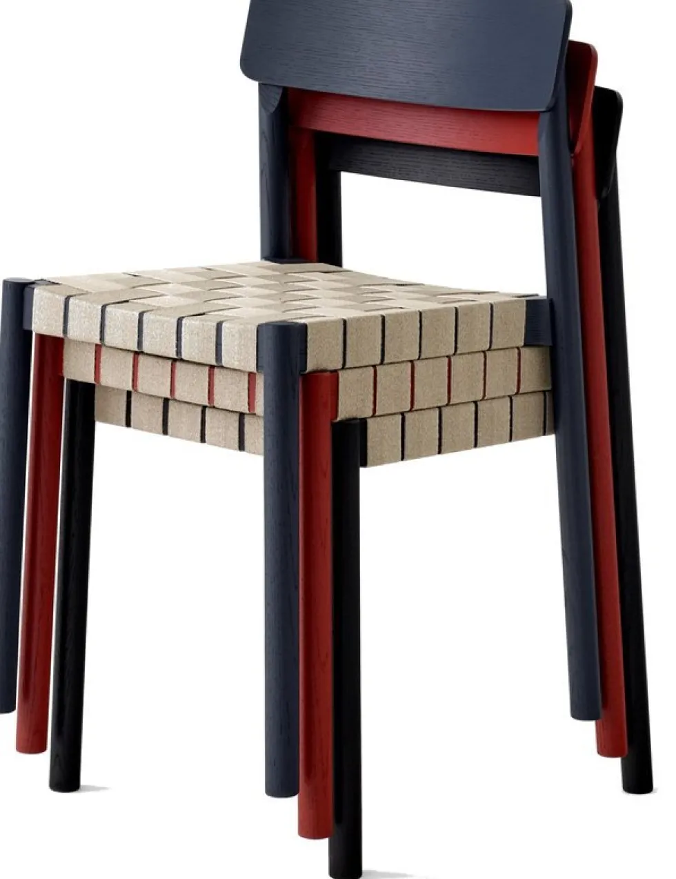 Chaise en bois noir et sangles en lin naturel Betty - &tradition