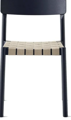 Chaise en bois noir et sangles en lin naturel Betty - &tradition