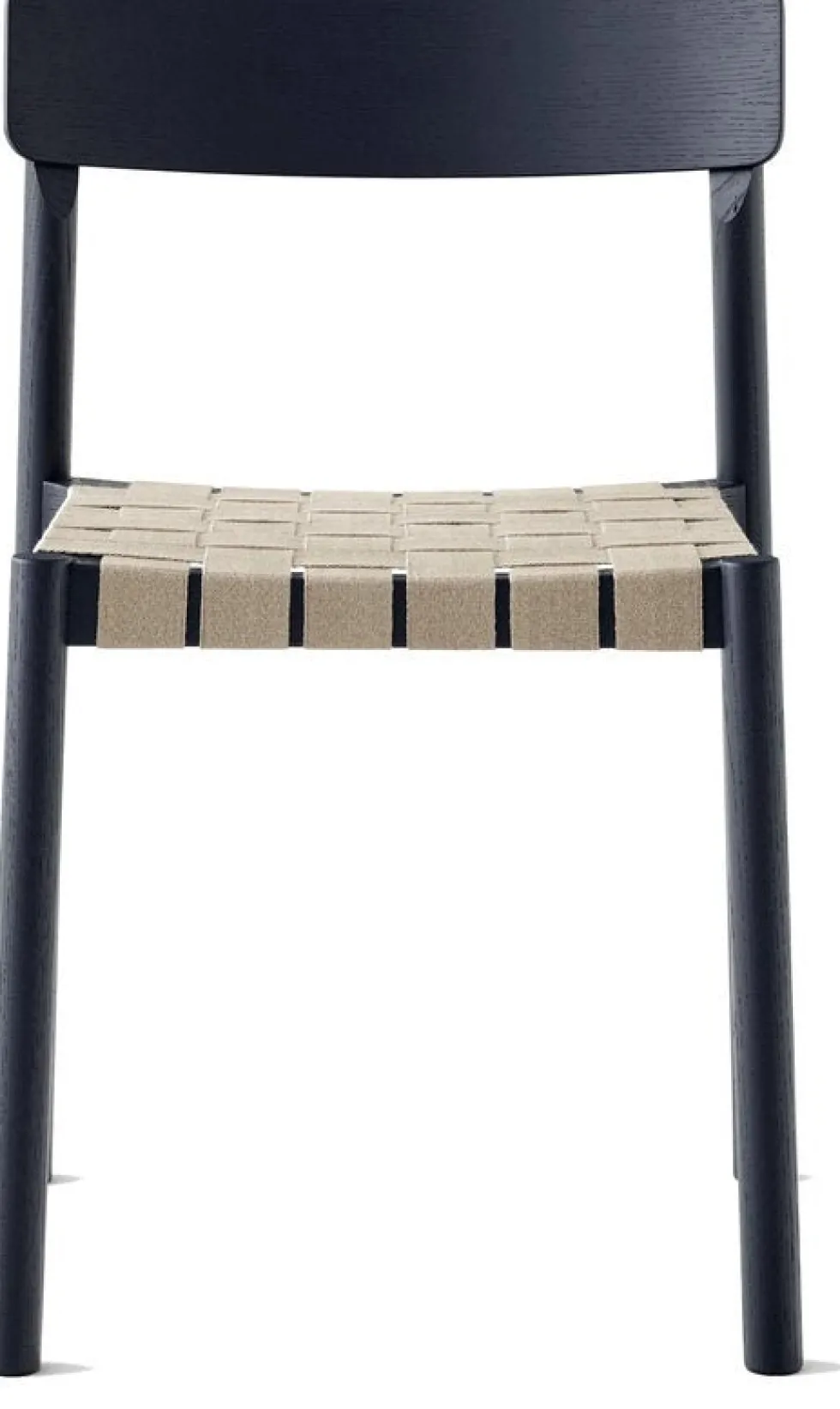 Chaise en bois noir et sangles en lin naturel Betty - &tradition