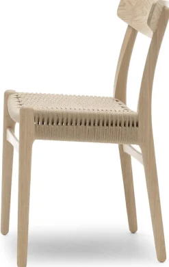 Chaise en chêne blanc huilé et assise tissée naturelle 78,5cm CH23 - Carl Hansen & Søn
