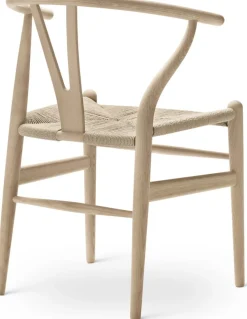 Chaise en chêne blanc huilé et assise tissée naturelle 76cm CH24 - Carl Hansen & Søn