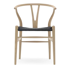 Chaise en chêne blanc huilé et assise tissée noire 76cm CH24 - Carl Hansen & Søn