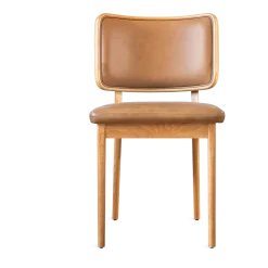 Chaise en chêne en cuir tabac Tapissier - RED Edition