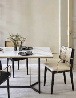 Chaise en chêne et cuir vanille Cannage - RED Edition