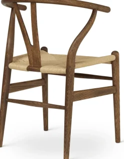 Chaise en chêne fumé huilé et assise tissée naturelle 76cm CH24 - Carl Hansen & Søn