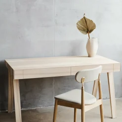 Chaise en chêne huilé avec tissu tissé beige 7.1 - Emko