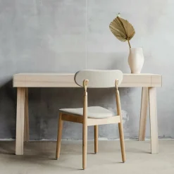 Chaise en chêne huilé avec tissu tissé beige 7.1 - Emko
