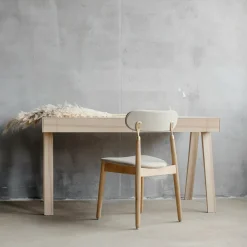 Chaise en chêne huilé avec tissu tissé beige 7.1 - Emko
