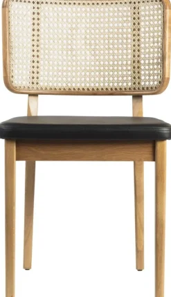 Chaise en chêne naturel et cuir noir Cannage - RED Edition