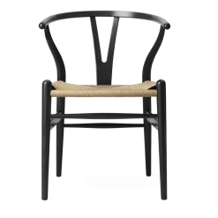 Chaise en chêne noir et assise tissée naturelle 76cm CH24 - Carl Hansen & Søn