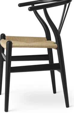 Chaise en chêne noir et assise tissée naturelle 76cm CH24 - Carl Hansen & Søn