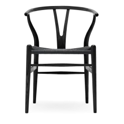 Chaise en chêne noir et assise tissée noire 76cm CH24 - Carl Hansen & Søn