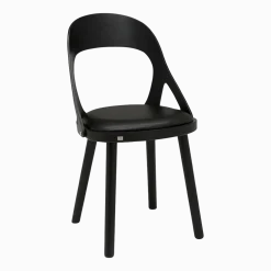 Chaise en chêne noir et coussin en cuir reconstitué noir Colibri - Hans k