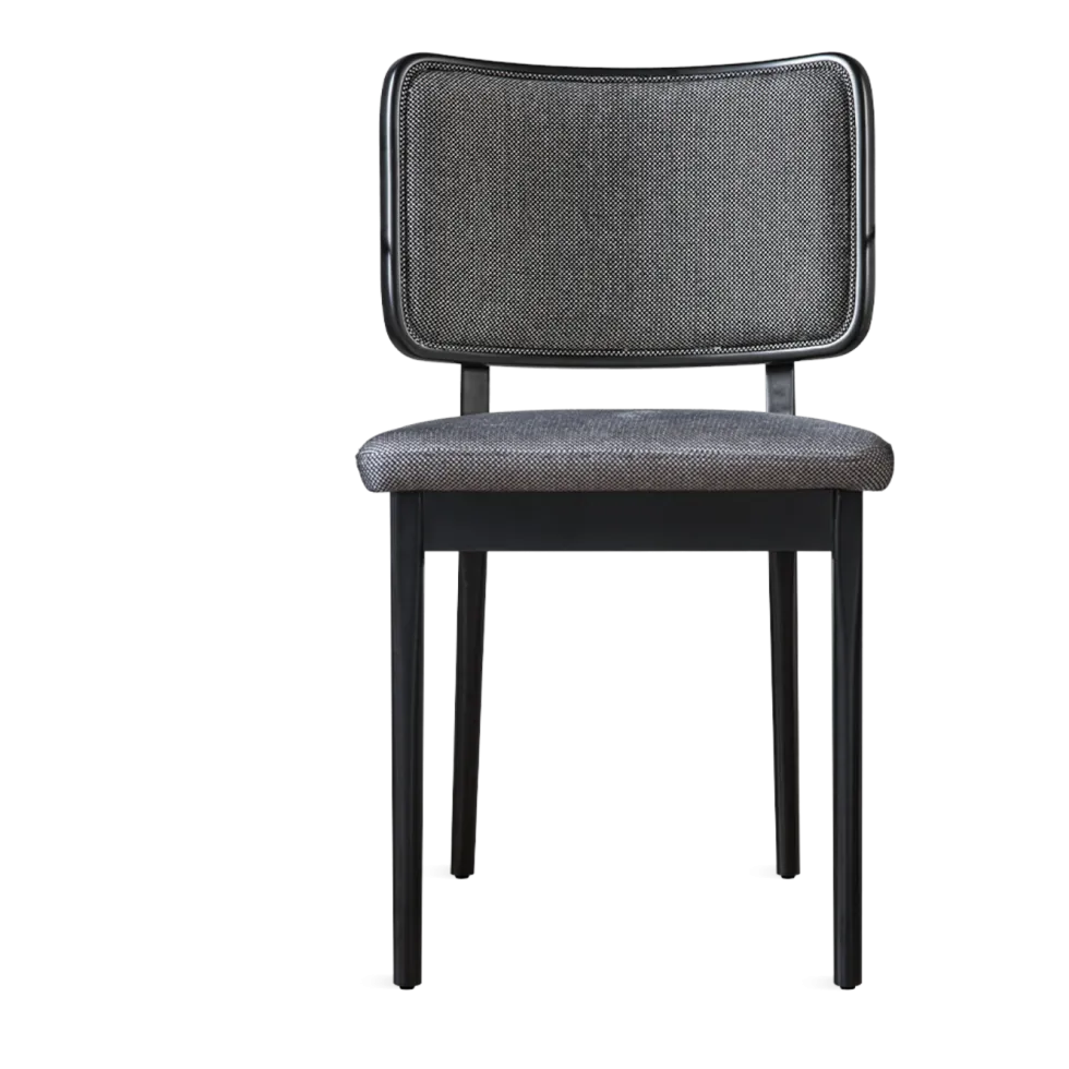 Chaise en chêne teinté noir en tissu caviar Tapissier - RED Edition