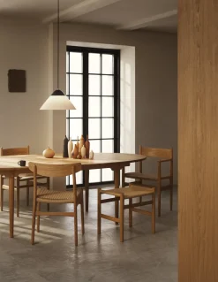 Chaise en chêne teinté noir et assise tissée naturelle 78,5cm CH23 - Carl Hansen & Søn