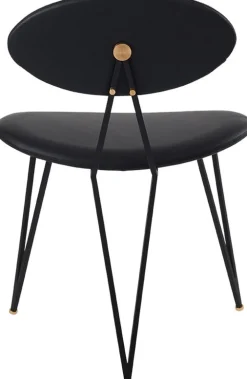 Chaise en cuir et piètement en acier noir Semper - AYTM