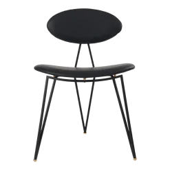 Chaise en cuir et piètement en acier noir Semper - AYTM