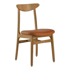 Chaise en cuir naturel cognac et frêne foncé 52 x 45 Série 200-190 Mix - 366 Concept