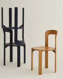Chaise en hêtre laqué et en tissus bleu ardoise Rey - Hay