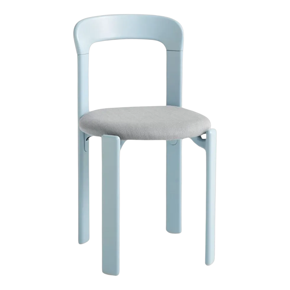 Chaise en hêtre laqué et en tissus bleu ardoise Rey - Hay