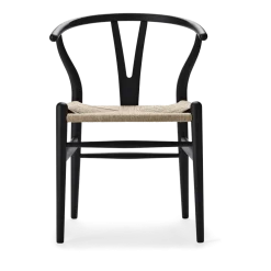 Chaise en hêtre soft black et assise tissée naturelle 76cm CH24 - Carl Hansen & Søn