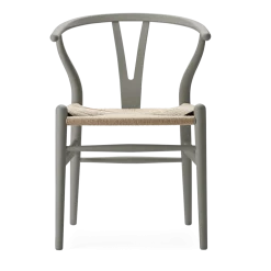 Chaise en hêtre soft clay et assise tissée naturelle 76cm CH24 - Carl Hansen & Søn