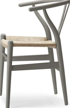 Chaise en hêtre soft clay et assise tissée naturelle 76cm CH24 - Carl Hansen & Søn