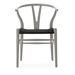 Chaise en hêtre soft silver gray et assise tissée noire 76cm CH24 - Carl Hansen & Søn