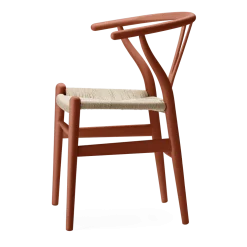 Chaise en hêtre soft terracotta et assise tissée naturelle 76cm CH24 - Carl Hansen & Søn