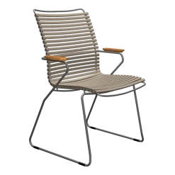 Chaise en métal avec grand dossier et plastique beige 60x90cm Click - Houe