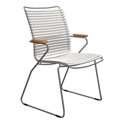 Chaise en métal avec grand dossier et plastique blanc 60x90cm Click - Houe